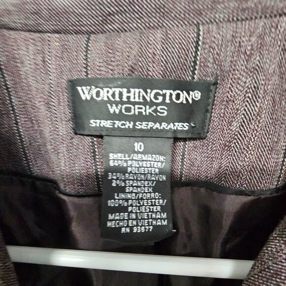 Worthington Purple Blazer Striped Peplm Office Casual Classic 10 - Picture 6 of 8